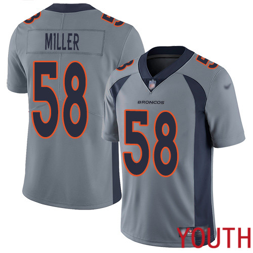 Youth Denver Broncos #58 Von Miller Limited Silver Inverted Legend Football NFL Jersey->youth nfl jersey->Youth Jersey